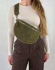 lepelou - leder - Bauchtasche - VALENTINA Wildleder Bauchtasche khaki – Large - LPBVALKHAL5