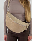 lepelou - leder - Bauchtasche - Wildleder Bauchtasche VALENTINA XL beige - LPBVALBEIXL