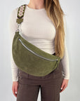 lepelou - leder - Bauchtasche - Wildleder Bauchtasche VALENTINA XL khaki - LPBVALKHAXL1