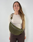 lepelou - leder - Bauchtasche - Wildleder Bauchtasche VALENTINA XL khaki - LPBVALKHAXL1