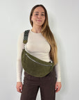 lepelou - leder - Bauchtasche - Wildleder Bauchtasche VALENTINA XL khaki - LPBVALKHAXL2