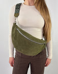 lepelou - leder - Bauchtasche - Wildleder Bauchtasche VALENTINA XL khaki - LPBVALKHAXL2