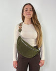 lepelou - leder - Bauchtasche - Wildleder Bauchtasche VALENTINA XL khaki - LPBVALKHAXL3