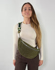 lepelou - leder - Bauchtasche - Wildleder Bauchtasche VALENTINA XL khaki - LPBVALKHAXL4
