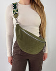 lepelou - leder - Bauchtasche - Wildleder Bauchtasche VALENTINA XL khaki - LPBVALKHAXL4