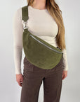 lepelou - leder - Bauchtasche - Wildleder Bauchtasche VALENTINA XL khaki - LPBVALKHAXL5