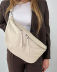 lepelou - leder - Bauchtasche - XXL Bauchtasche CLARA creme - LPBCLACREE