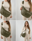 lepelou - leder - Bauchtasche - XXL Bauchtasche CLARA khaki - LPBCLAKHAE