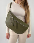 lepelou - leder - Bauchtasche - XXL Bauchtasche CLARA khaki - LPBCLAKHAE