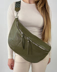 lepelou - leder - Bauchtasche - XXL Bauchtasche CLARA khaki - LPBCLAKHAE2