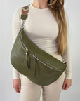 lepelou - leder - Bauchtasche - XXL Bauchtasche CLARA khaki - LPBCLAKHAE3