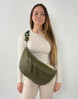 lepelou - leder - Bauchtasche - XXL Bauchtasche CLARA khaki - LPBCLAKHAE4