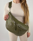 lepelou - leder - Bauchtasche - XXL Bauchtasche CLARA khaki - LPBCLAKHAE5