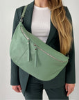 lepelou - leder - Bauchtasche - XXL Bauchtasche CLARA mint - LPBCLAMINE