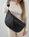 lepelou - leder - Bauchtasche - XXL Bauchtasche CLARA schwarz - LPBCLASCHE2