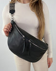 lepelou - leder - Bauchtasche - XXL Bauchtasche CLARA schwarz - LPBCLASCHE3