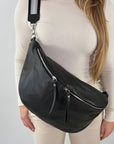 lepelou - leder - Bauchtasche - XXL Bauchtasche CLARA schwarz - LPBCLASCHE4