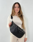 lepelou - leder - Bauchtasche - XXL Bauchtasche CLARA schwarz - LPBCLASCHE5
