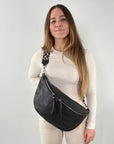 lepelou - leder - Bauchtasche - XXL Bauchtasche CLARA schwarz - LPBCLASCHE7