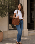 lepelou-leder-Handtaschen-Wildleder Handtasche TESSA cognac -LPHTESCOG