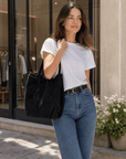 lepelou-leder-Handtaschen-Wildleder Handtasche TESSA schwarz -LPHTESSCH