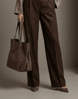 lepelou-leder-Handtaschen-Wildleder Handtasche TESSA taupe -LPHTESTAU