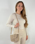 lepelou - leder - HANNA – Wildleder Umhängetasche beige - LPHHANBEIE