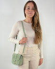 lepelou - leder - HANNA – Wildleder Umhängetasche mint - LPHHANMINE