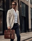 lepelou - leder - Laptoptasche - MARCO – Leder Aktentasche braun - LPAMARBRAE