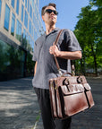 lepelou - leder - Laptoptasche - MARCO – Leder Aktentasche braun - LPAMARBRAE