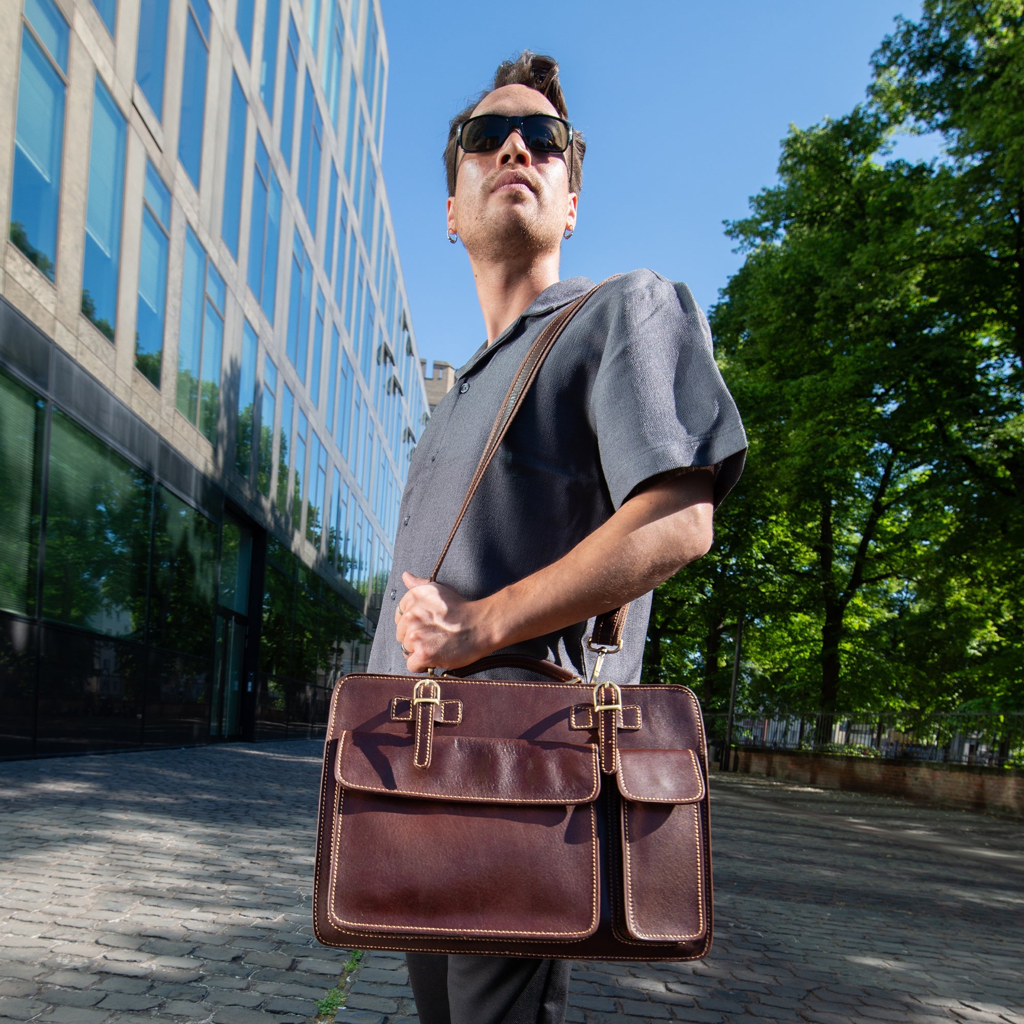 lepelou - leder - Laptoptasche - MARCO – Leder Aktentasche braun - LPAMARBRAE