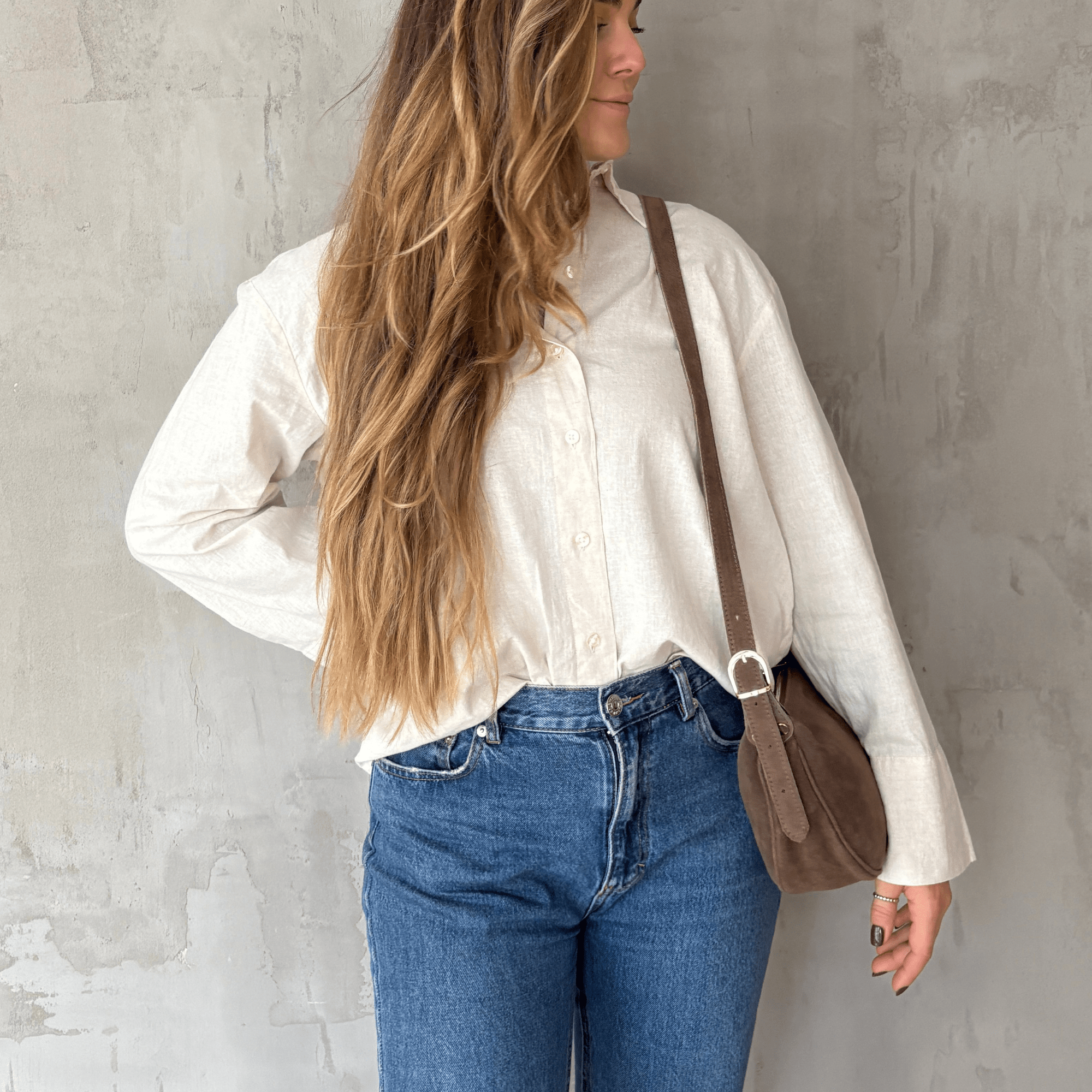 lepelou - leder - MINA – Wildleder Umhängetasche dunkeltaupe - LPHMINTAU