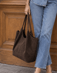 lepelou-leder-Shopper-Wildleder Shopper IRA dunkelbraun -