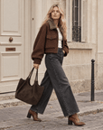 lepelou-leder-Shopper-Wildleder Shopper IRA dunkelbraun -