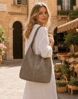 lepelou-leder-Shopper-Wildleder Shopper MILA taupe -LPHMILATAUE