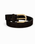 lepelou-leder - Wildleder Gürtel LIVIA dunkelbraun mit goldener Schnalle -
