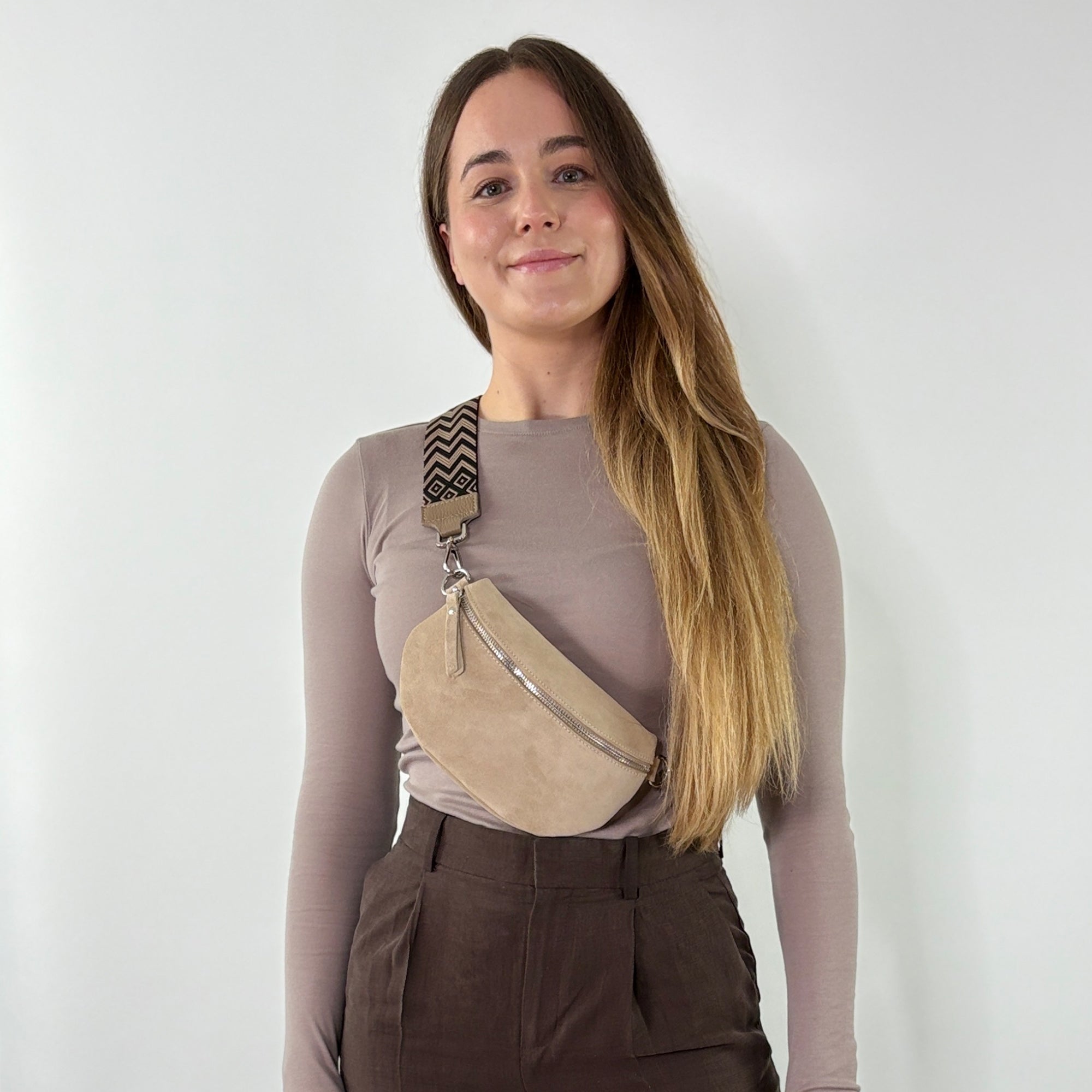 Wildleder Bauchtasche VALENTINA beige