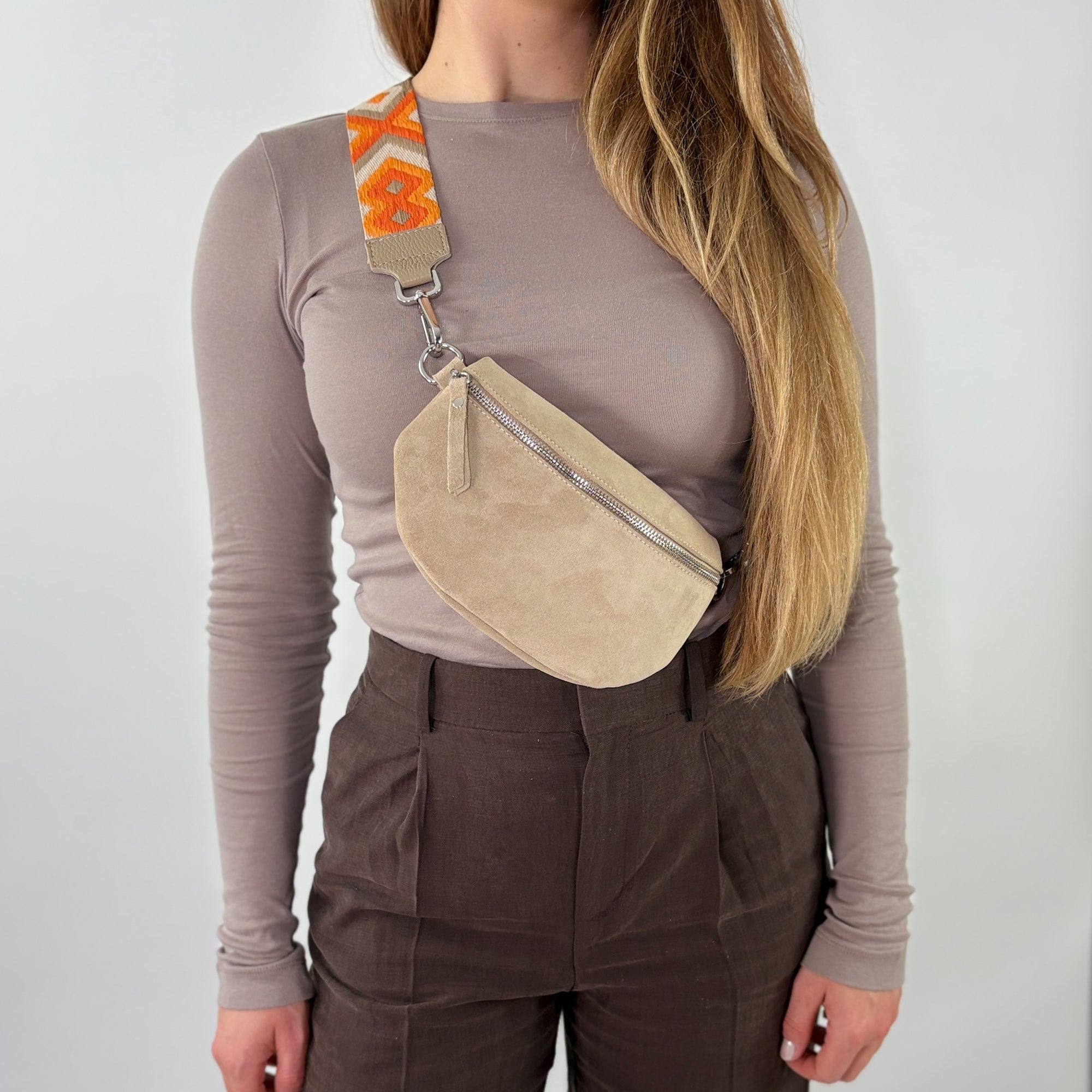 Wildleder Bauchtasche VALENTINA beige