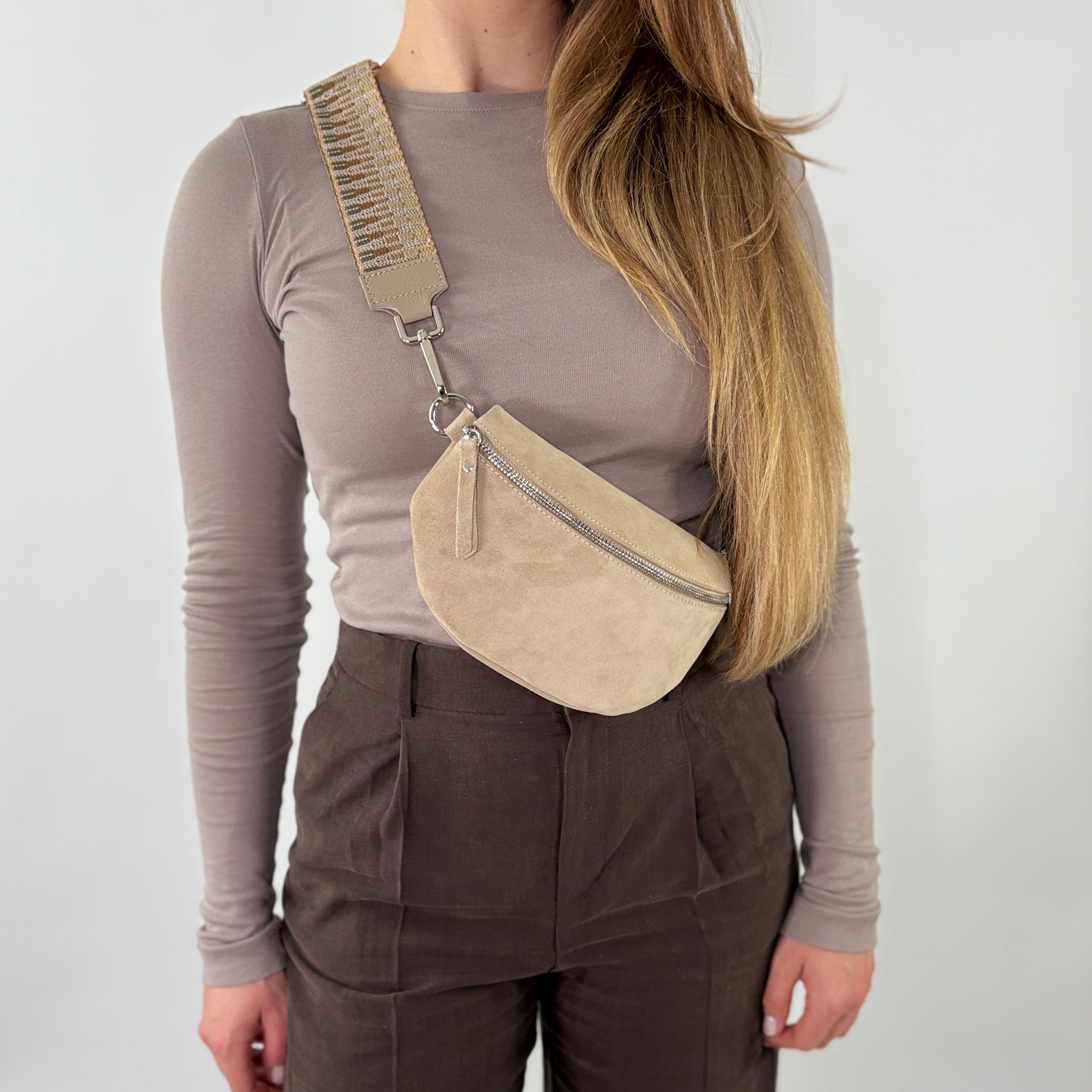 Wildleder Bauchtasche VALENTINA beige