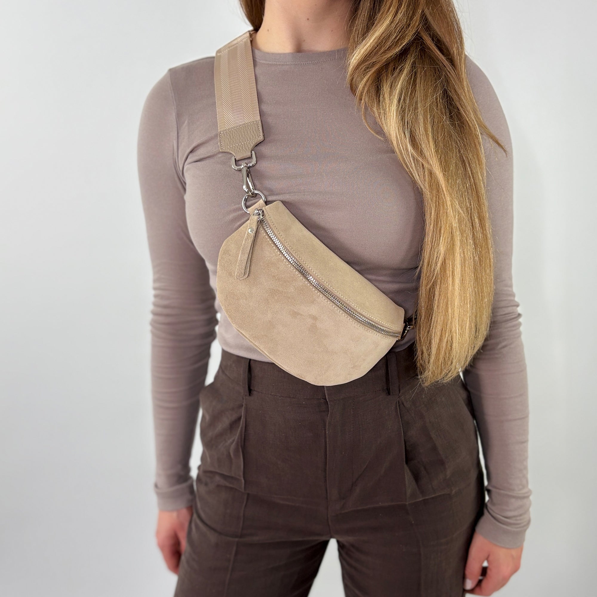Wildleder Bauchtasche VALENTINA beige