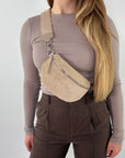 Wildleder Bauchtasche VALENTINA beige
