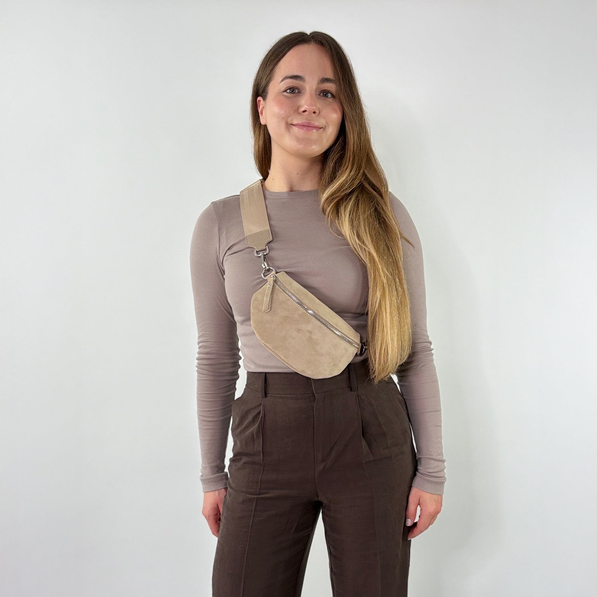Wildleder Bauchtasche VALENTINA beige