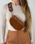 Wildleder Bauchtasche VALENTINA cognac