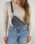Wildleder Bauchtasche VALENTINA dunkelgrau