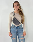 Wildleder Bauchtasche VALENTINA dunkelgrau