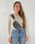 Wildleder Bauchtasche VALENTINA dunkelgrau