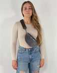 Wildleder Bauchtasche VALENTINA dunkelgrau