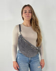 Wildleder Bauchtasche VALENTINA XL dunkelgrau