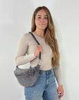 Wildleder Bauchtasche VALENTINA XL dunkelgrau
