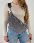 Wildleder Bauchtasche VALENTINA XL dunkelgrau